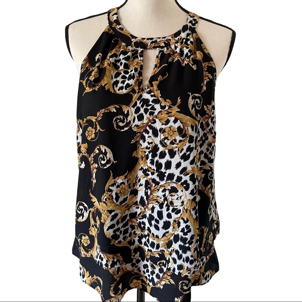 Thalia Sodi Women's Printed Halter Keyhole Sleeveless Top
